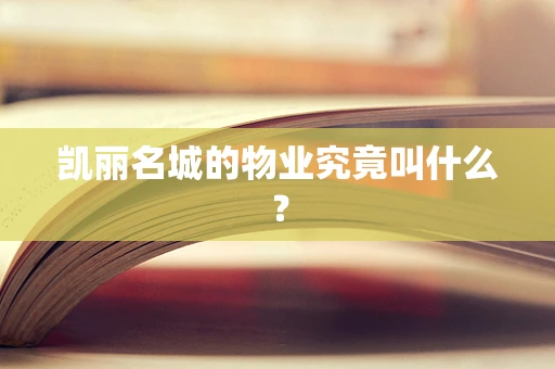 凯丽名城的物业究竟叫什么？